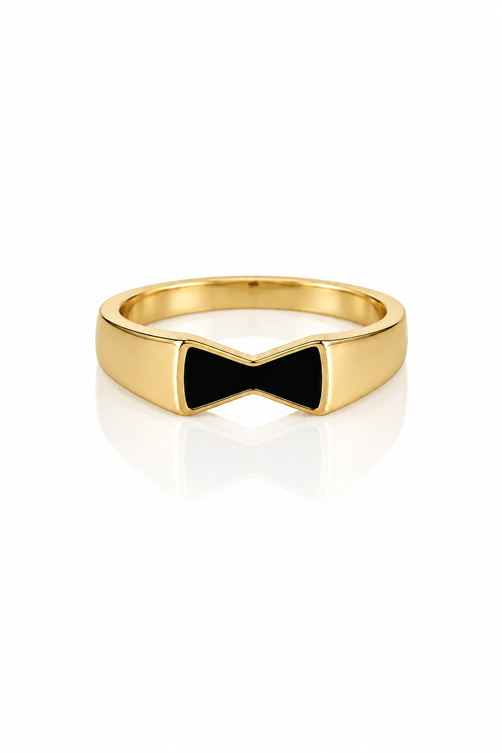 14K GOLD BOW TIE RING- BLACK