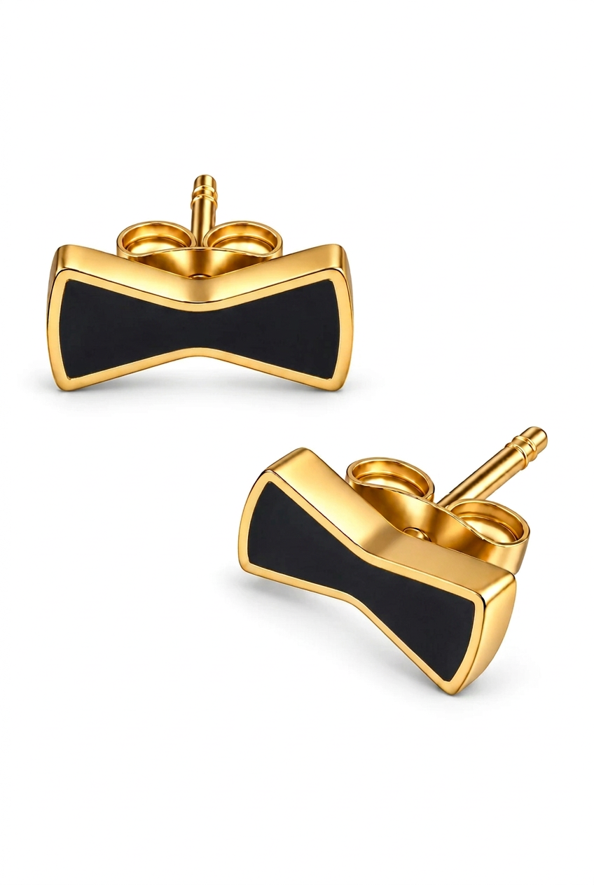 BOW STUD EARRINGS – BLACK