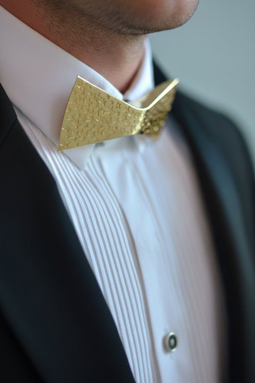 Gold geometric hair clip on a white background