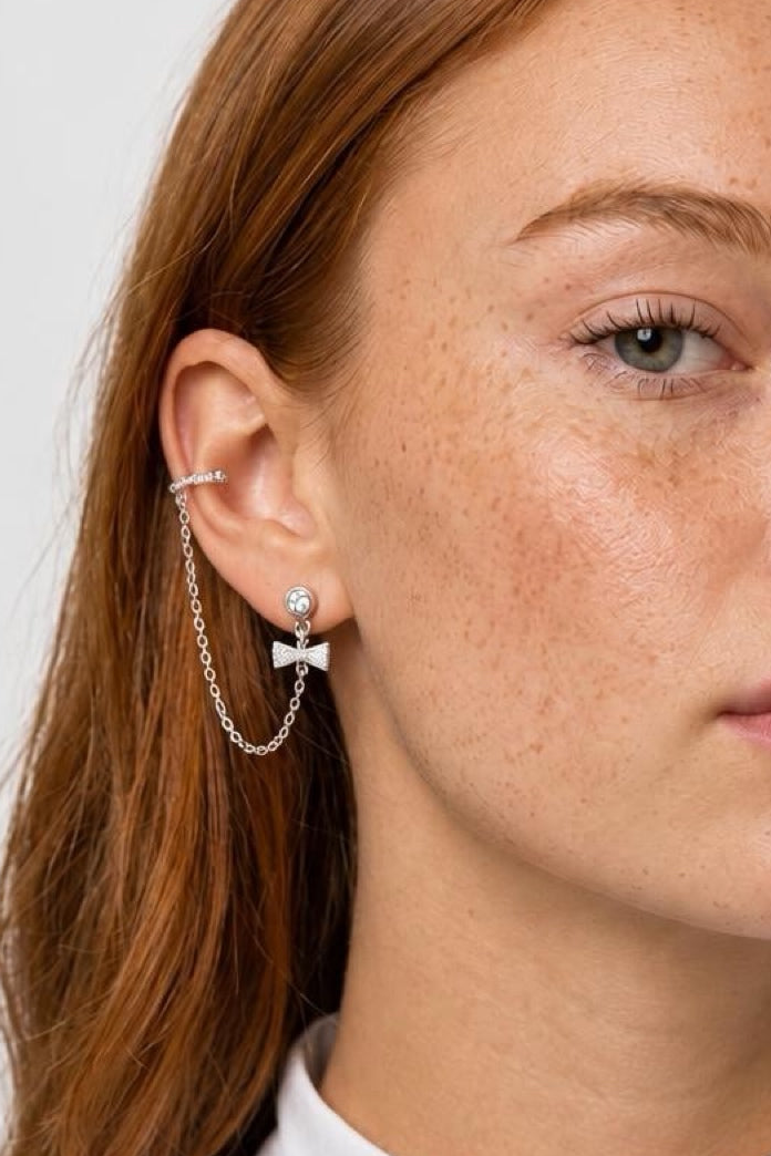 SINGLE BOW CHAIN EAR CUFF - LAB